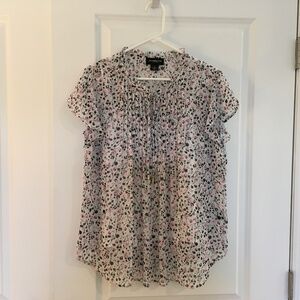 Liz Claiborne Career pink and black floral print top size medium